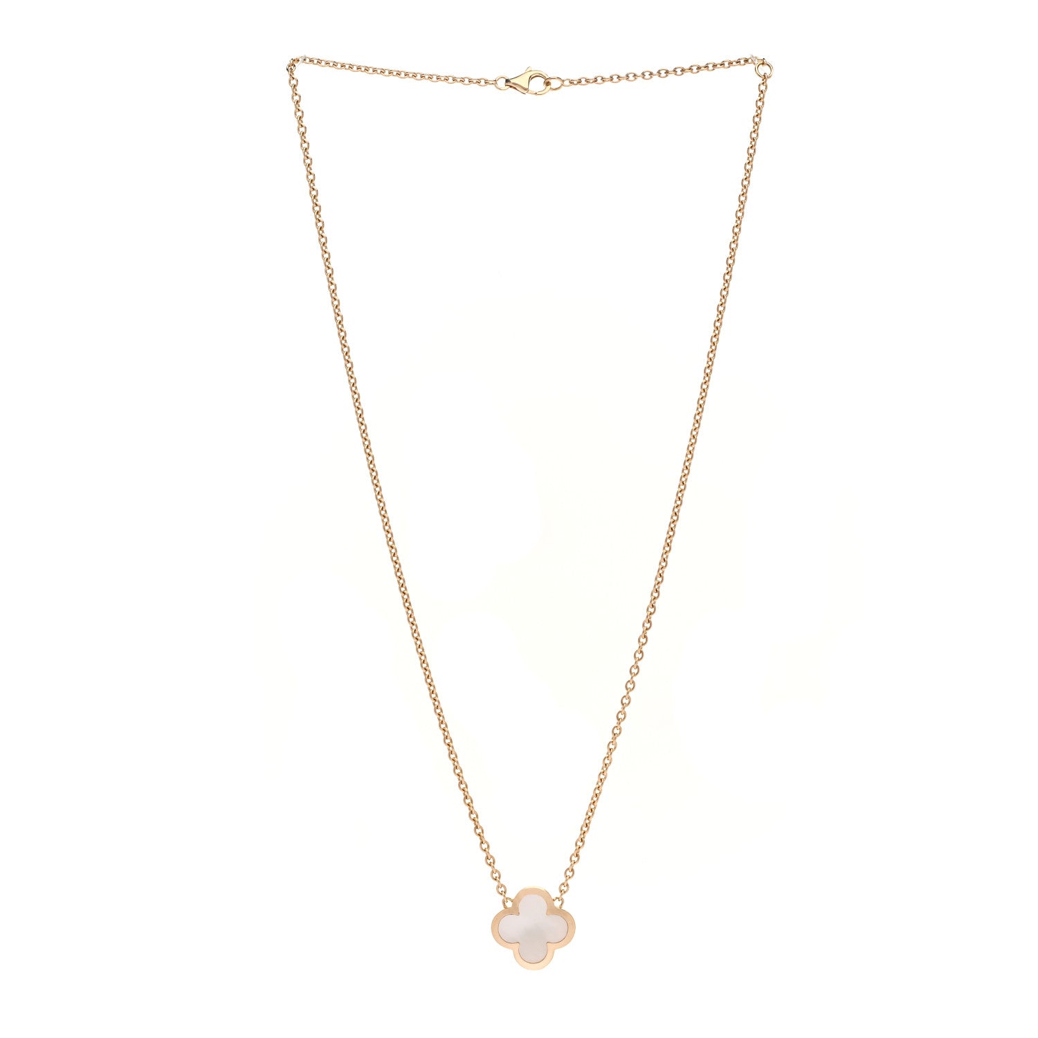 Van Cleef & Arpels 18K Yellow Gold Mother of Pearl Pure Alhambra Pendant Necklace 3 of 6
