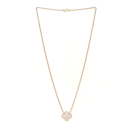 Van Cleef & Arpels 18K Yellow Gold Mother of Pearl Pure Alhambra Pendant Necklace 3 of 6