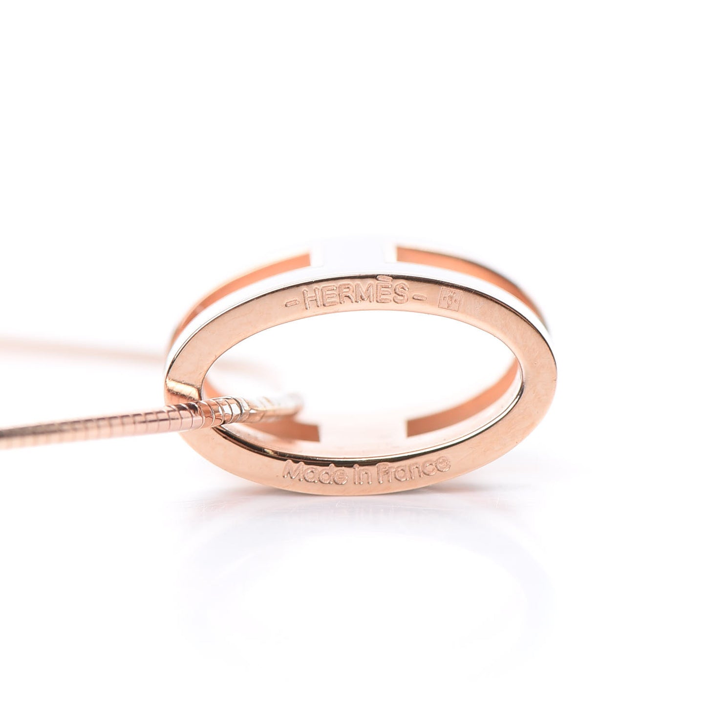 Lacquered Rose Gold Pop H Pendant Necklace White