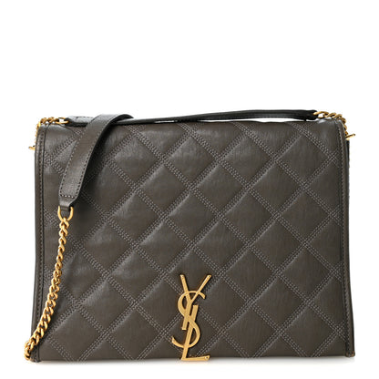 Saint Laurent Lambskin Quilted Mini Becky Chain Bag Grey Kaki 1 of 14