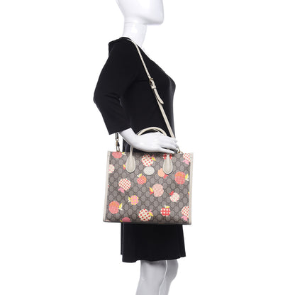 Gucci GG Supreme Monogram Textured Calfskin Les Pommes Small Retro Interlocking G Tote Bag Beige Multicolor Mystic White 2 of 7