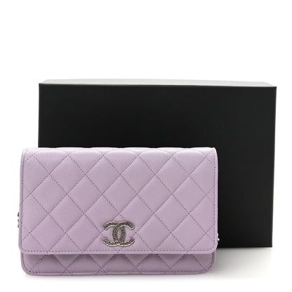 Chanel Caviar Quilted CC Logo Wallet on Chain WOC Purple 12 of 12