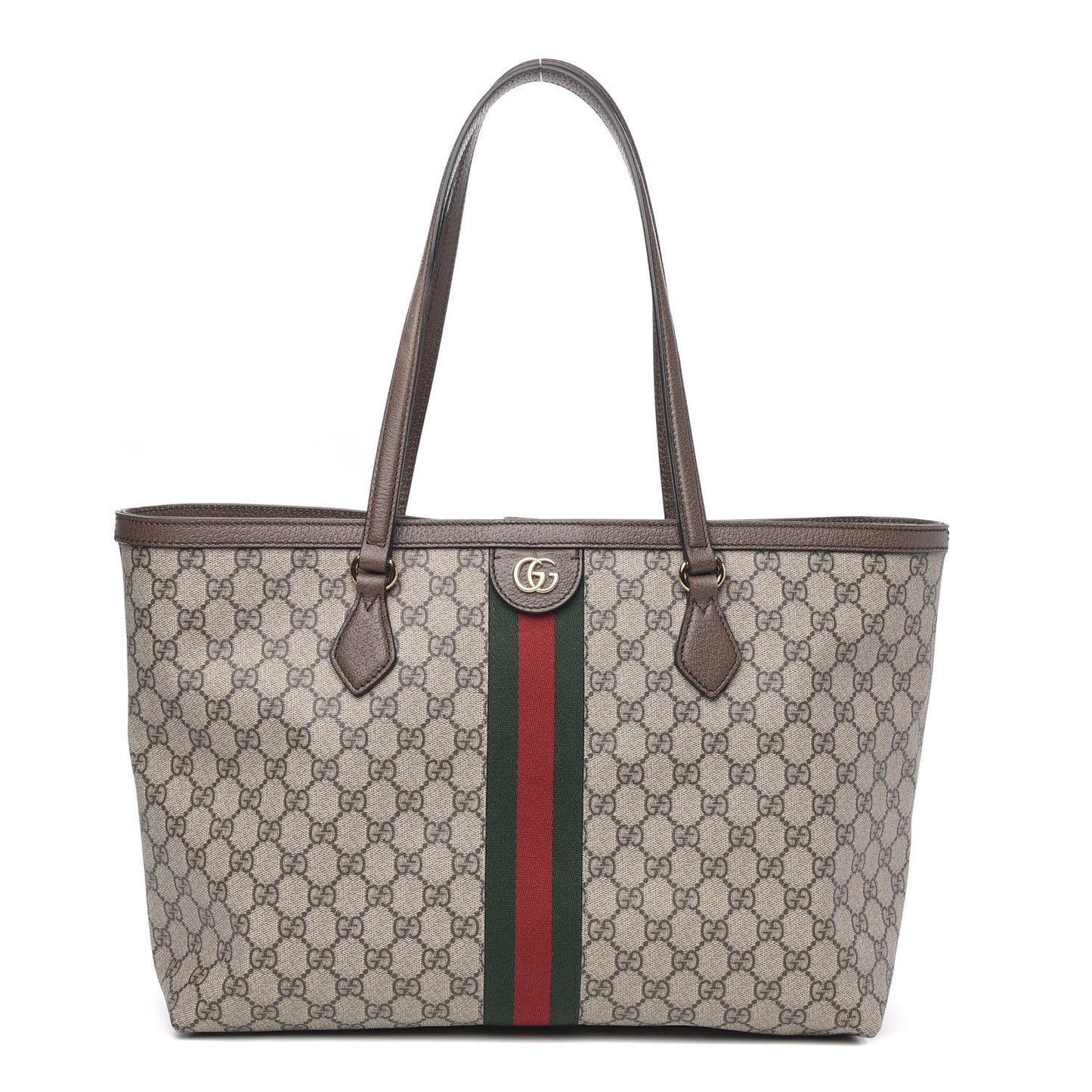 GG Supreme Monogram Medium Ophidia Shopping Tote Brown