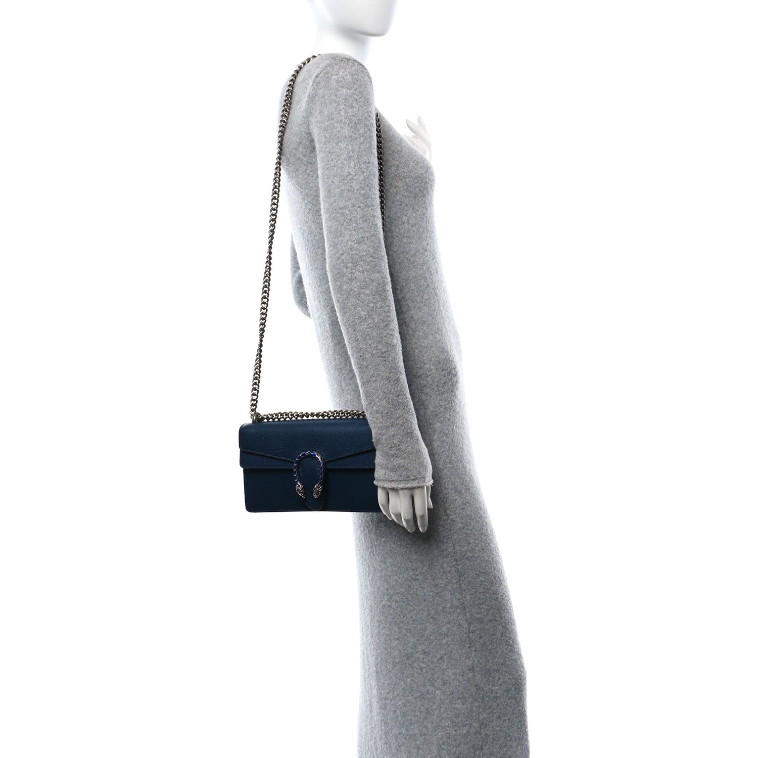 Gucci Dollar Calfskin Enamel Small Dionysus Shoulder Bag Blue Agata Electric Blue 3 of 13
