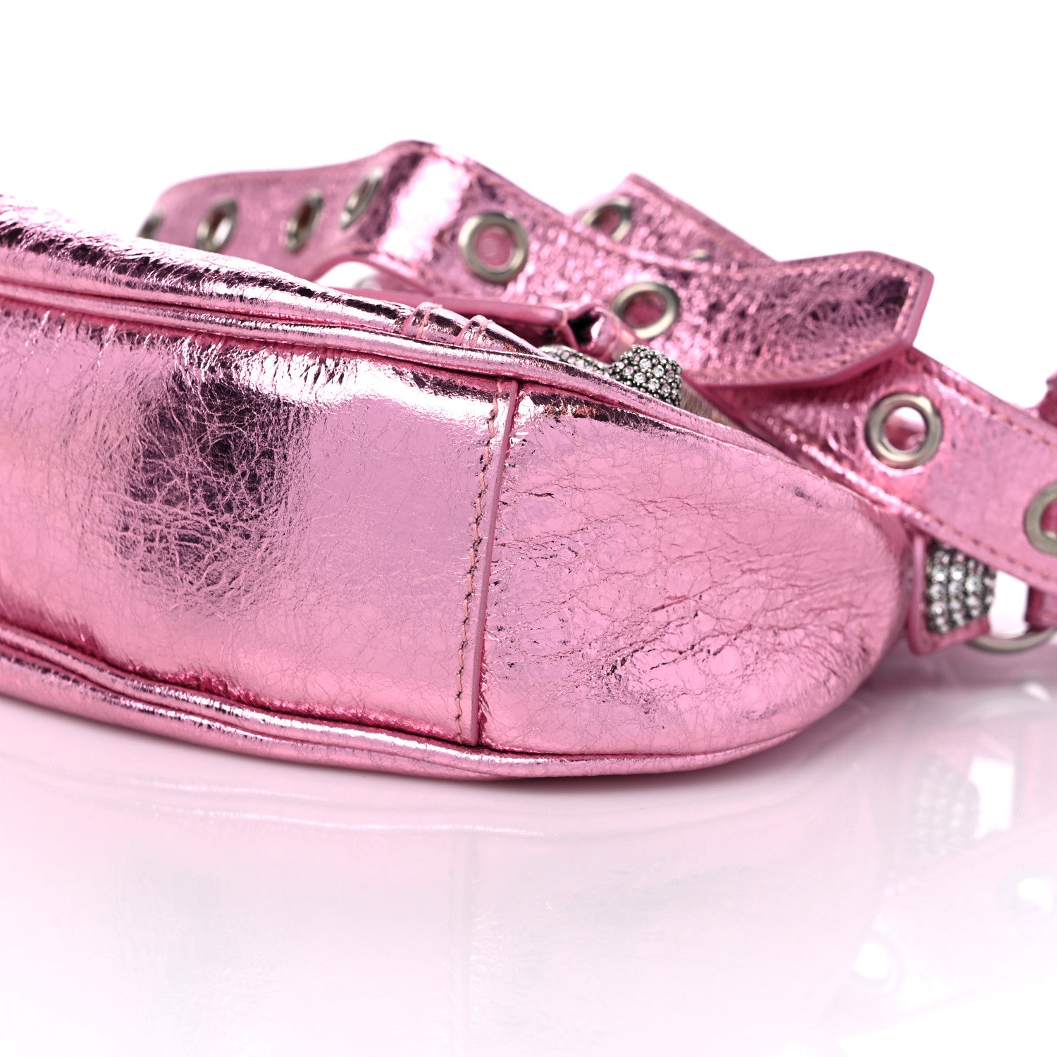 Balenciaga Metallic Agneau Arena Crystal Le Cagole Shoulder Bag XS Met Pink 10 of 10