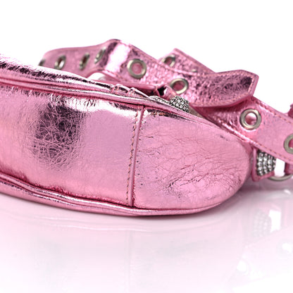Balenciaga Metallic Agneau Arena Crystal Le Cagole Shoulder Bag XS Met Pink 10 of 10