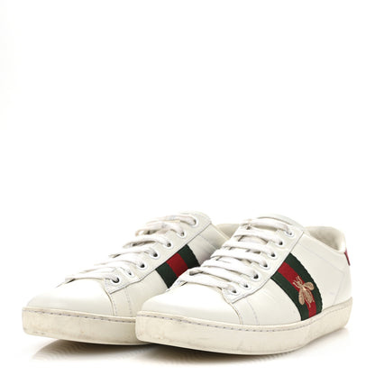 Gucci Calfskin Ayers Bee Embroidered Womens Ace Sneakers 36.5 White Green 4 of 11