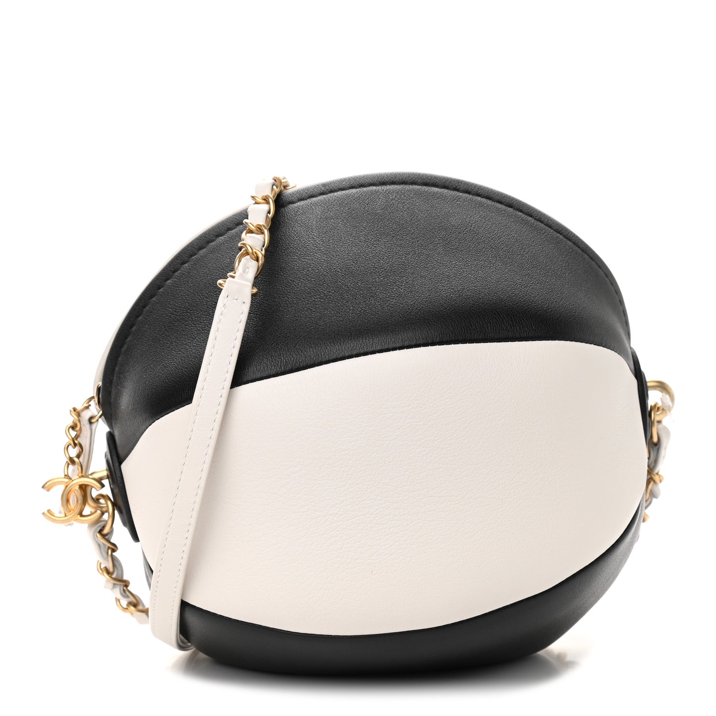 Calfskin Coco Beach Ball Bag White Black