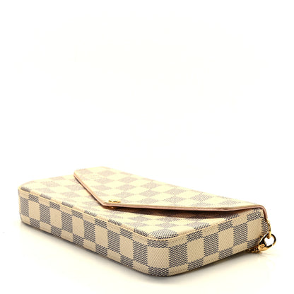 Louis Vuitton Damier Azur Pochette Felicie Chain Wallet Rose Ballerine 4 of 8