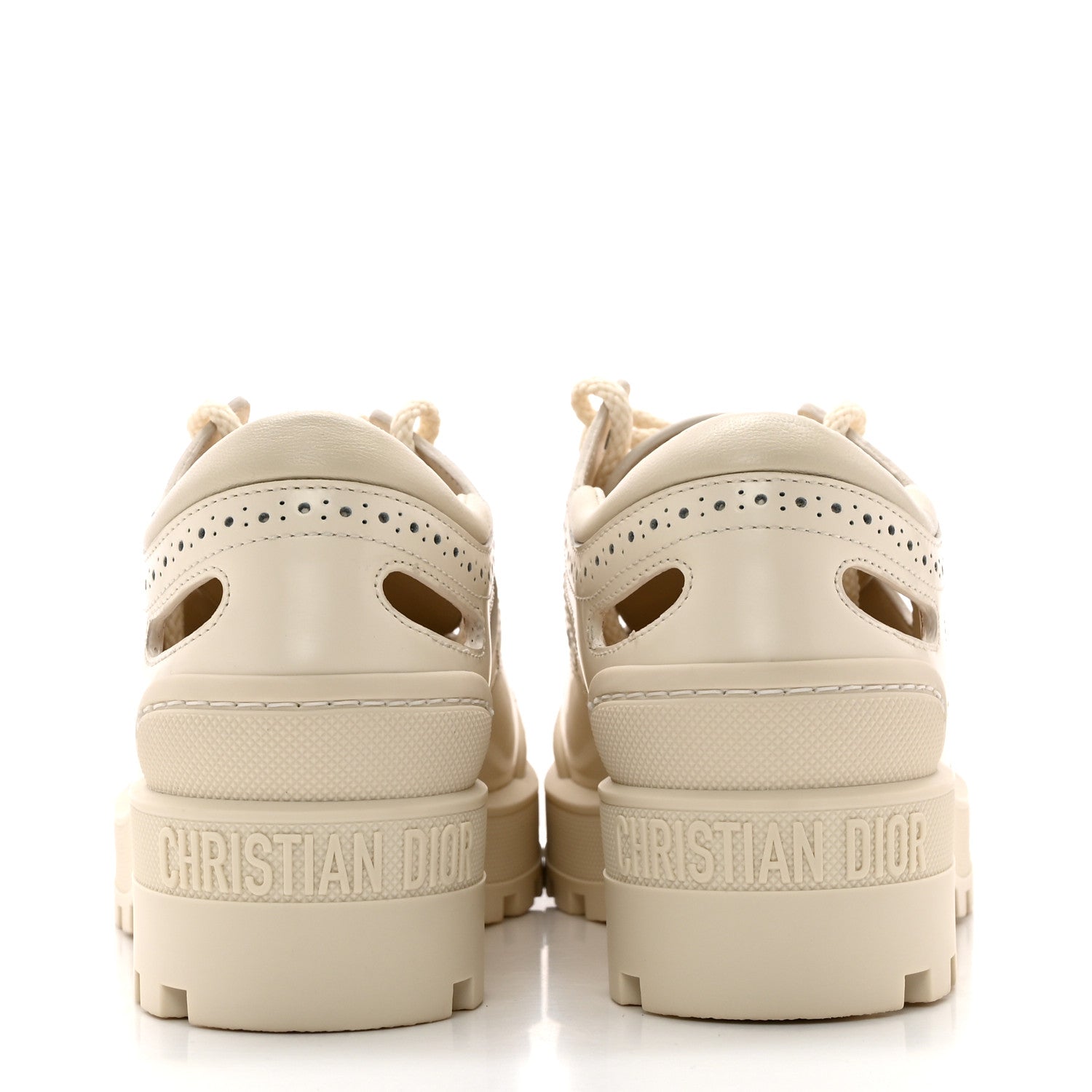 Christian Dior Brushed Calfskin Rubber Perforated Dioriron Derby Flat Shoes 36.5 Off White 5 of 10