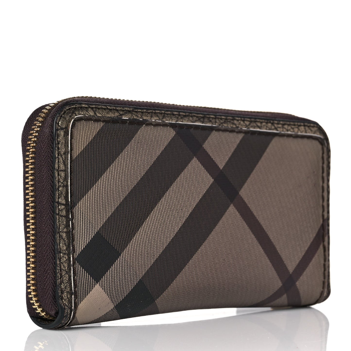 Smoked Check Zip Around Wallet Brown