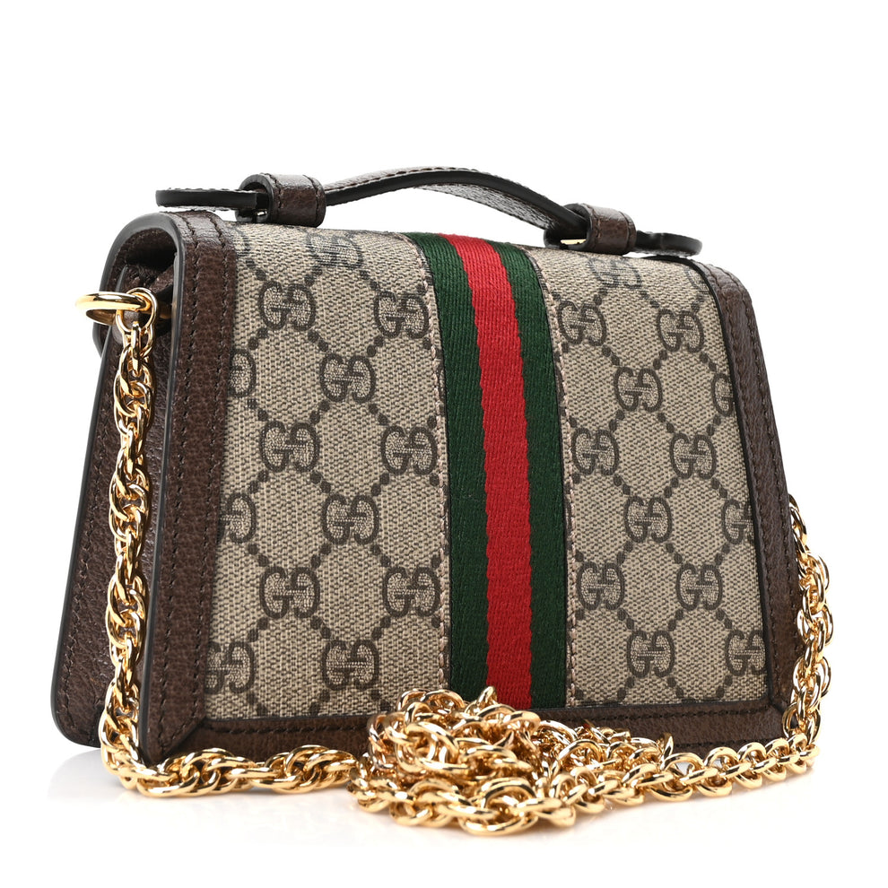 Gucci GG Supreme Monogram Textured Dollar Calfskin Web Mini Ophidia ...