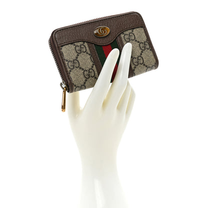 Gucci GG Supreme Web Ophidia Zip Around Card Case Brown 2 of 9