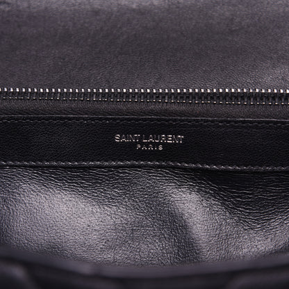 Saint Laurent Sheepskin Matelasse Chevron Monogram Monochrome Large College Satchel Black 9 of 13