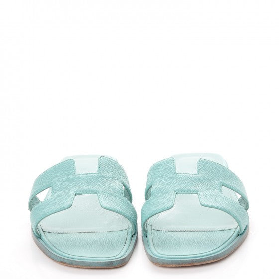 Hermes Epsom Oran Sandals 38.5 Bleu Ciel 2 of 12