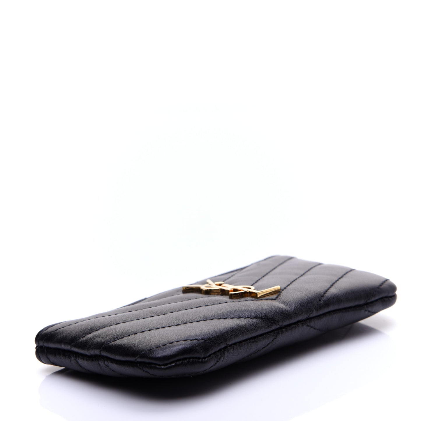 Calfskin Matelasse Monogram Key Pouch Black