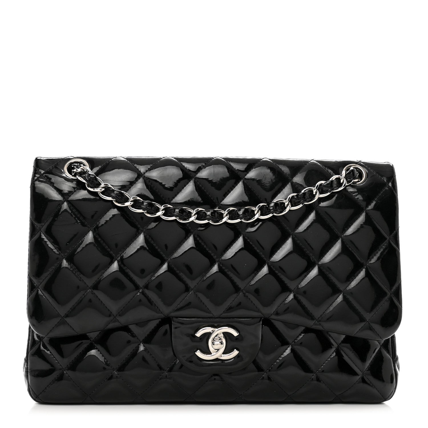 Chanel Patent Quilted Jumbo Double Flap Black 1 of 12