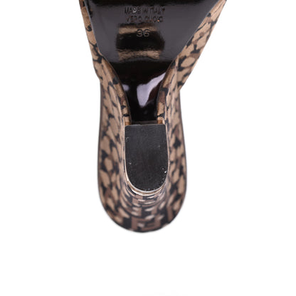 Fendi Fabric FF Wedge Mules 36 Black Brown 13 of 14