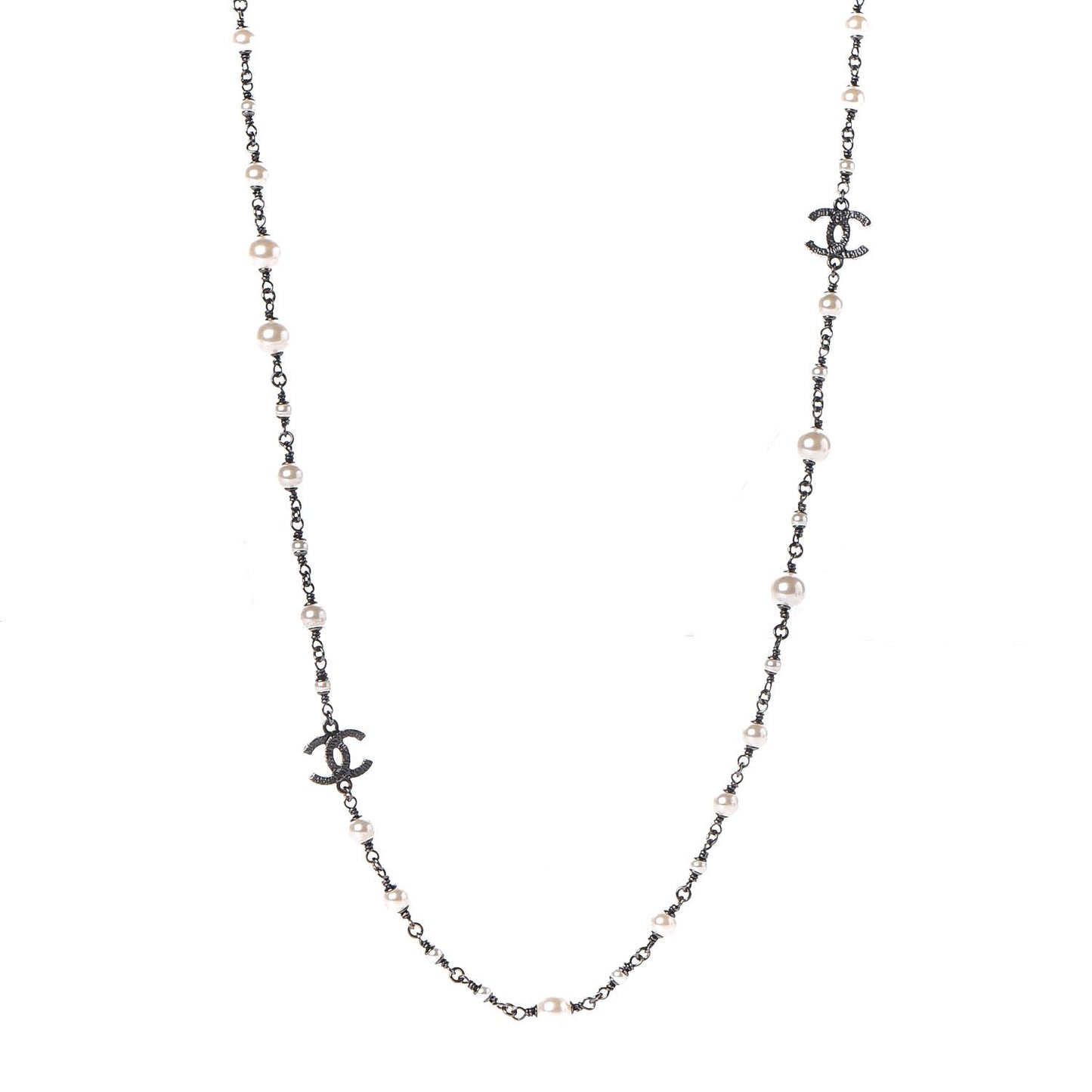 Ruthenium Pearl CC Long Necklace