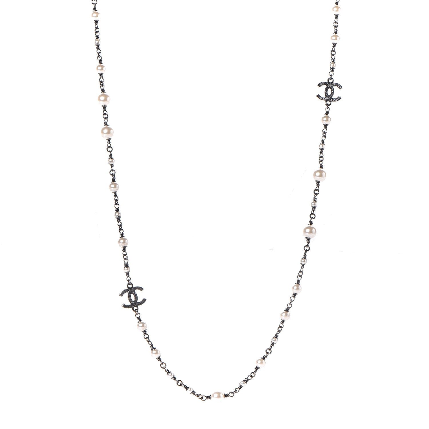 Chanel Ruthenium Pearl CC Long Necklace 1 of 4