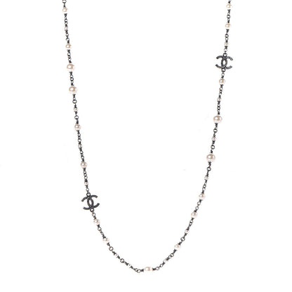 Chanel Ruthenium Pearl CC Long Necklace 1 of 4