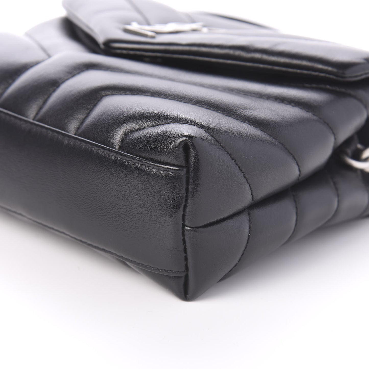 Calfskin Y Quilted Monogram Toy Loulou Crossbody Bag Black
