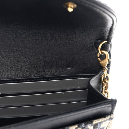 Christian Dior Oblique Saddle Chain Long Wallet Blue 12 of 12