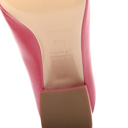 Hermes Goatskin Tuileries Mules 37.5 Rouge Azalee 9 of 9