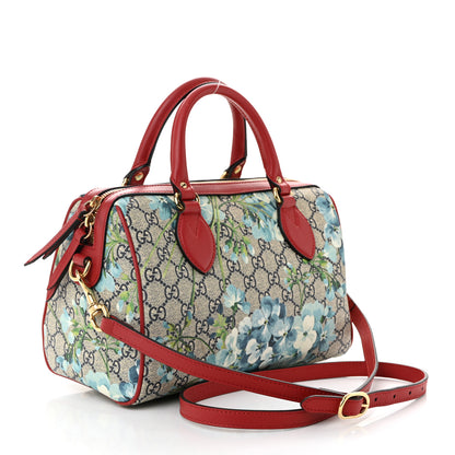 Gucci GG Supreme Monogram Blooms Small Boston Beige Blue Navy Hibiscus Red 3 of 11