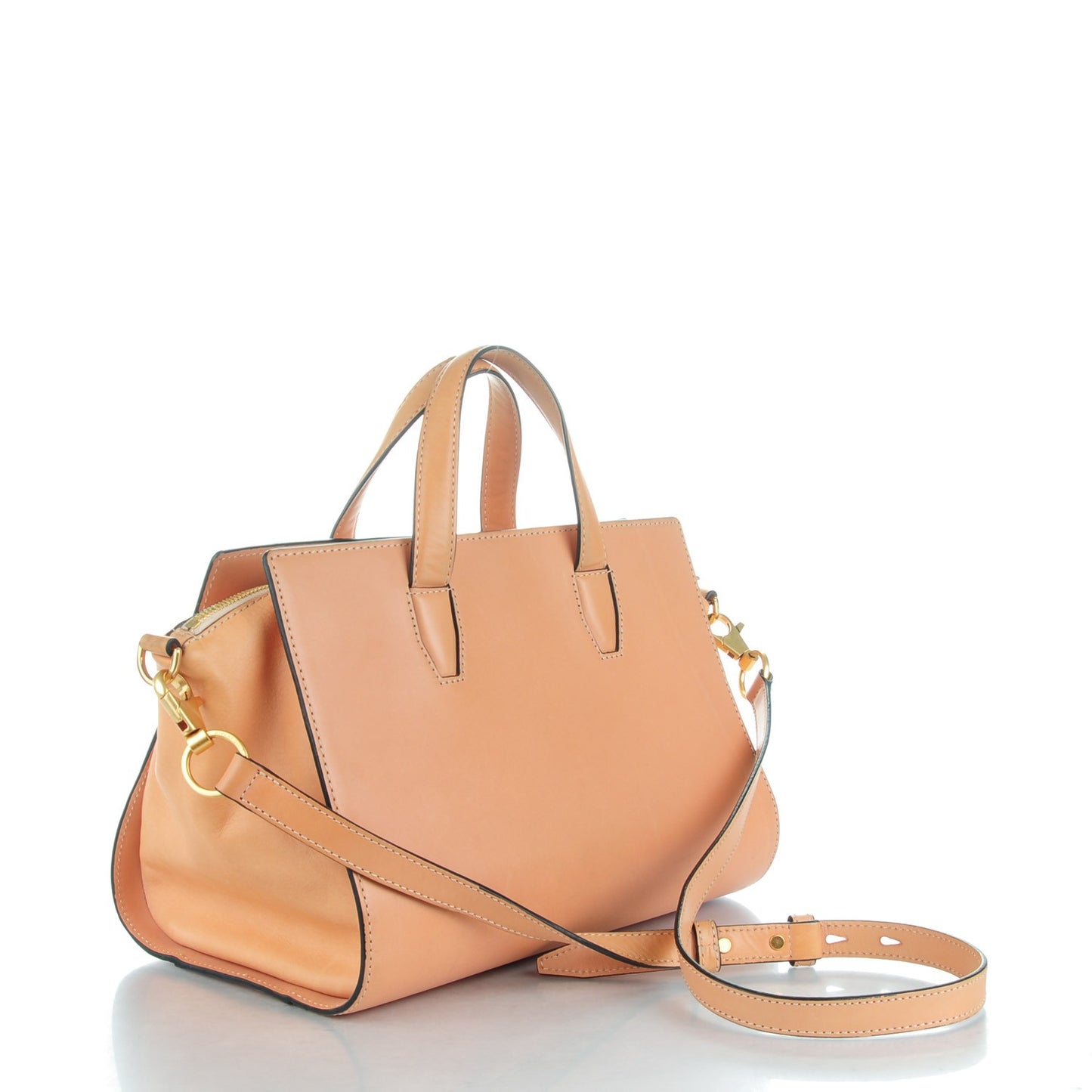 Calfskin Pelican Satchel Tan Antique Brass Hardware