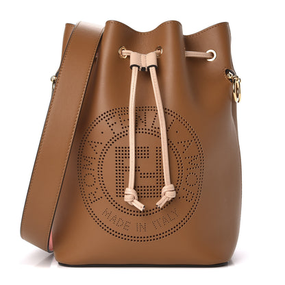 Fendi Vitello Grace F is Fendi Stamp Patch Perforated Small Mon Tresor Bucket Bag Nocciola 1 of 8