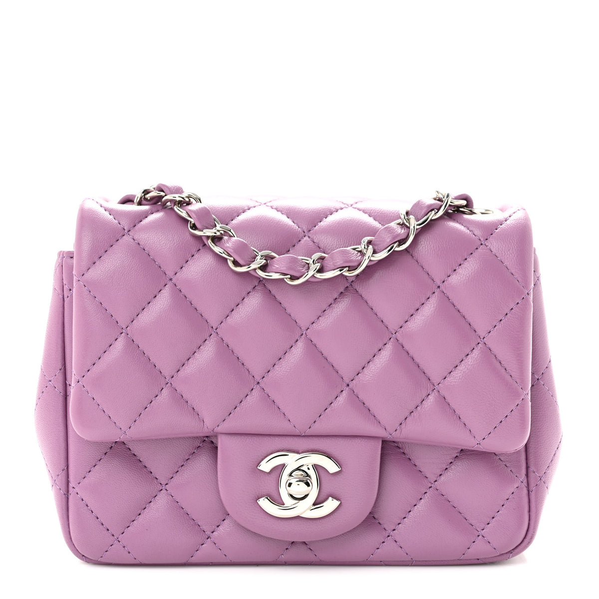 Chanel Lambskin Quilted Mini Square Flap Purple 1 of 12