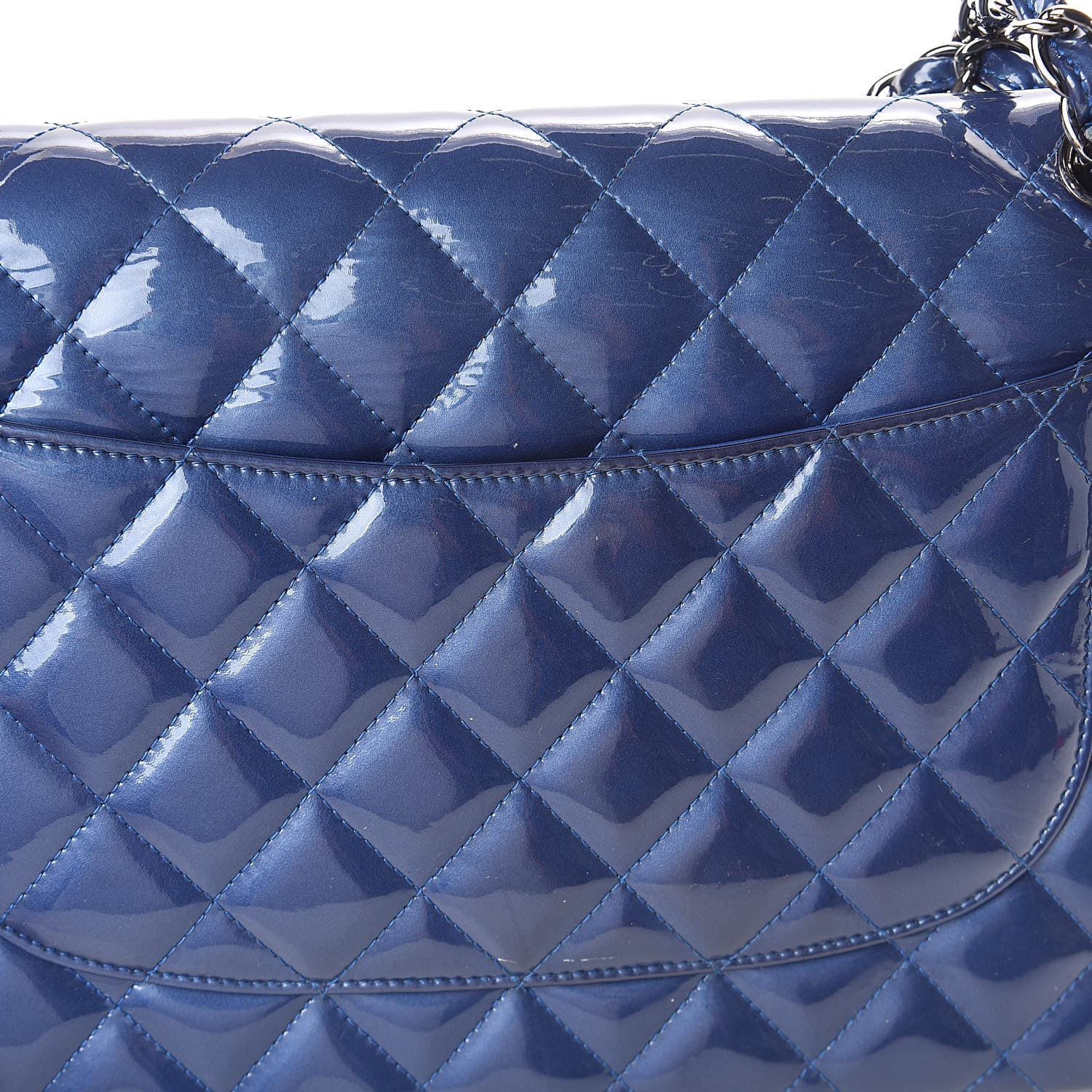Chanel Patent Quilted Jumbo Double Flap Blue 11 of 13