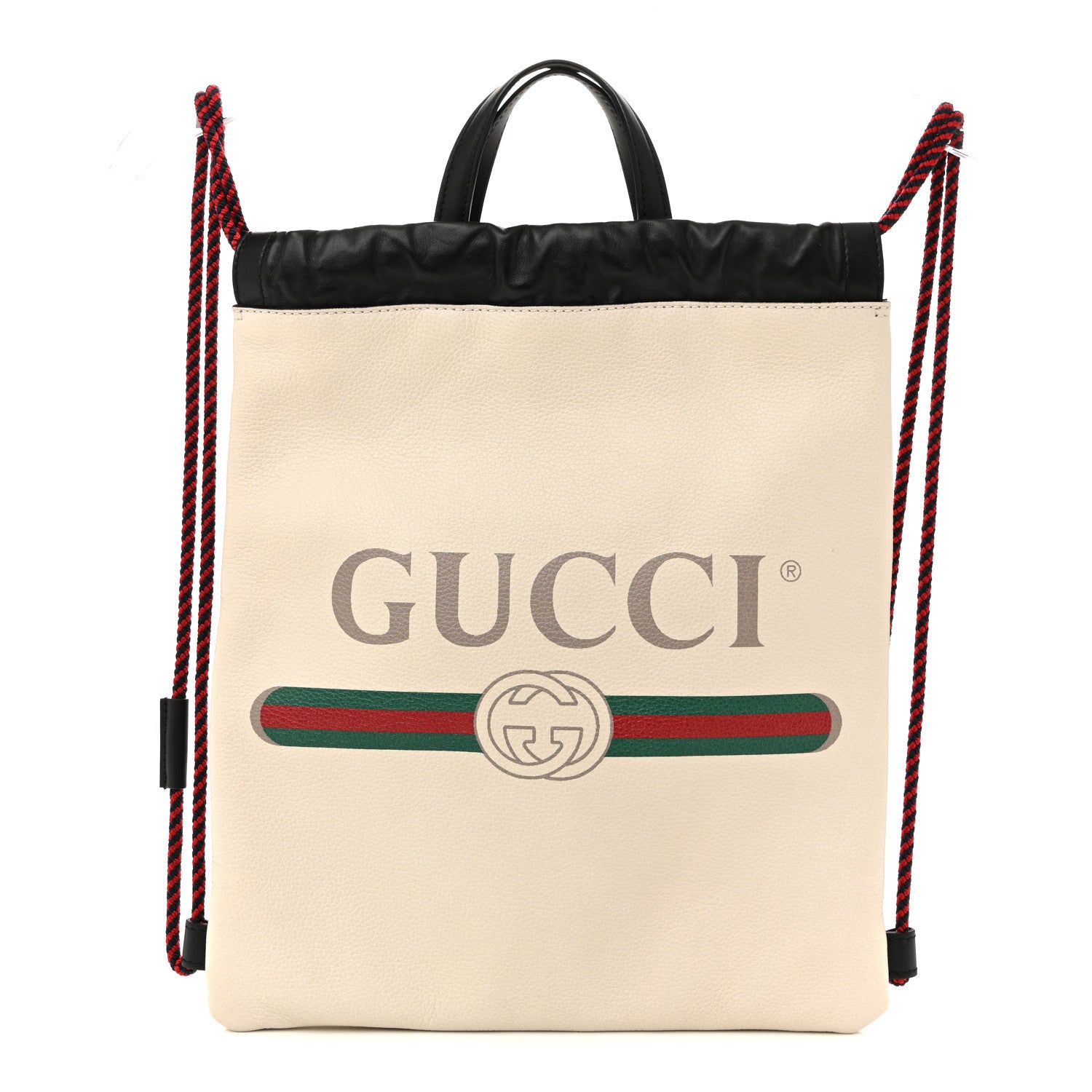 Gucci Calfskin Logo Drawstring Backpack Mystic White 1 of 12