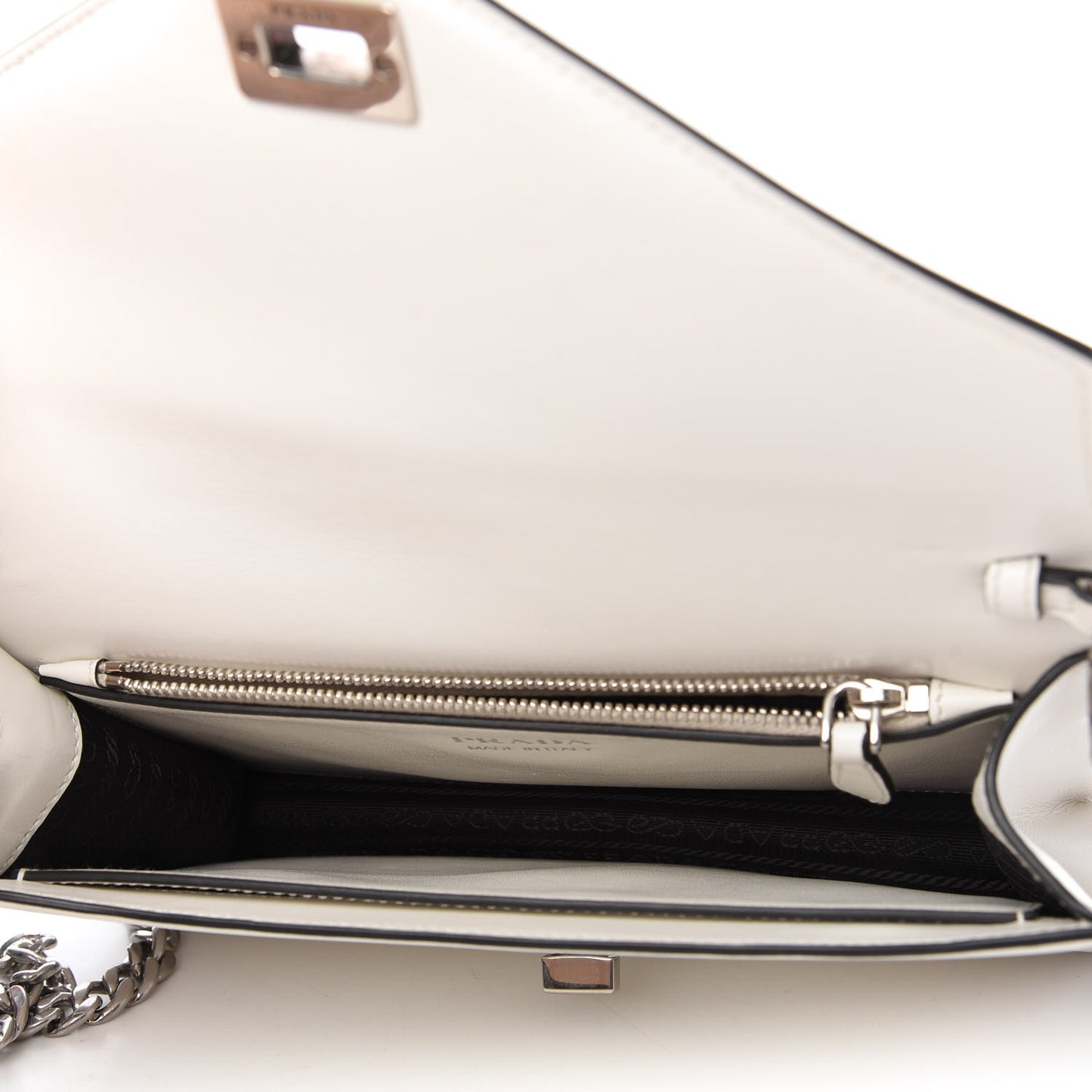 Spazzolato Logo Envelope Shoulder Bag White