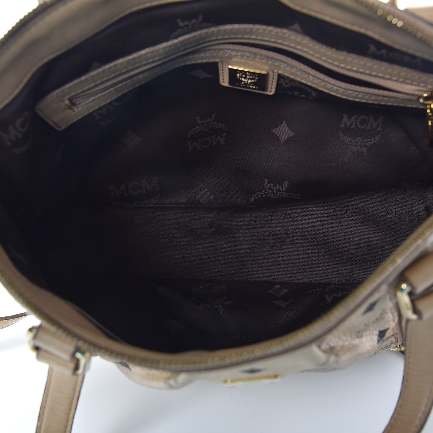 MCM Visetos Medium Essentials Shopper Tote Beige 5 of 24