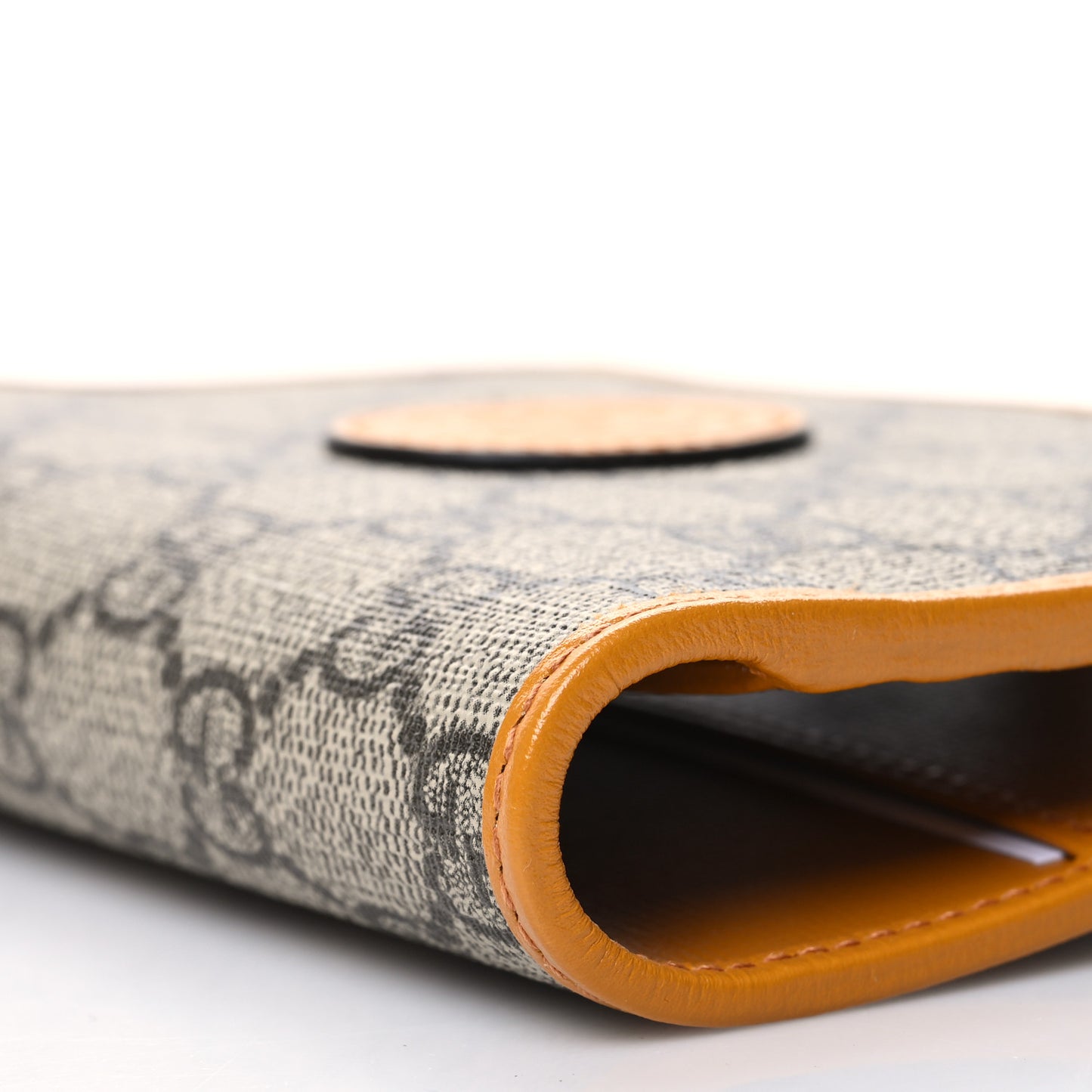 GG Supreme Monogram Textured Calfskin Retro Interlocking G Passport Case Beige Yellow