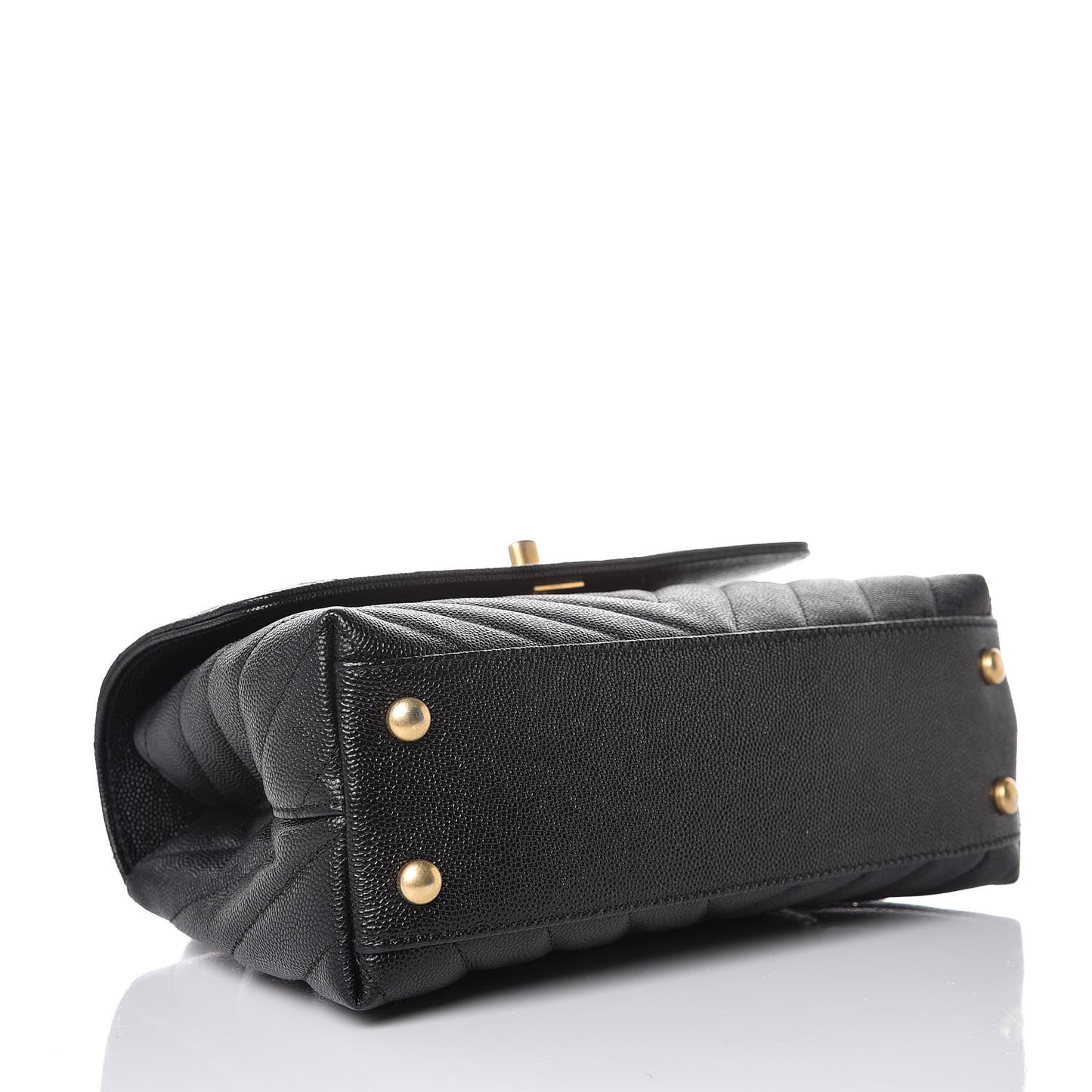 Caviar Chevron Quilted Mini Coco Handle Flap Black