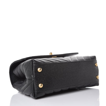 Chanel Caviar Chevron Quilted Mini Coco Handle Flap Black 4 of 8