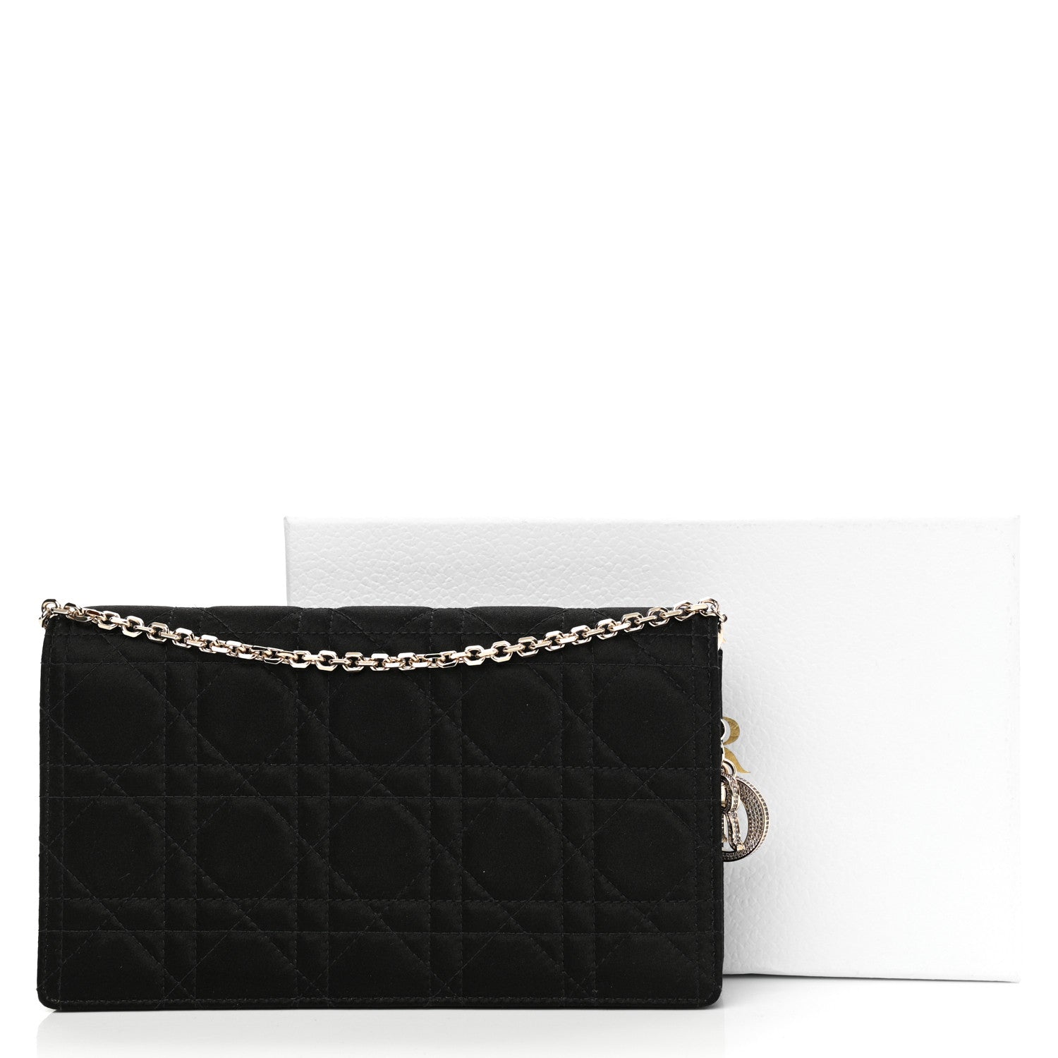Christian Dior Satin Cannage Lady Dior Clutch Black 10 of 11