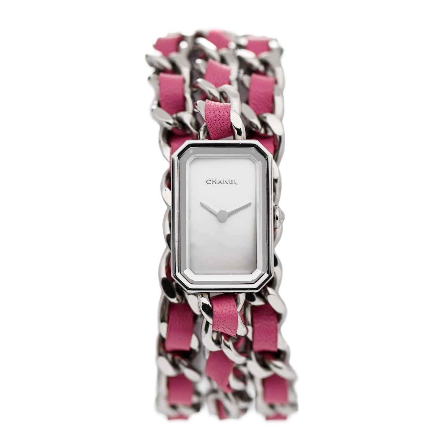 Stainless Steel Lambskin Mother of Pearl 16mm Premiere Rock Triple Row Quartz Watch Pink