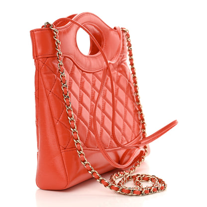 Chanel Shiny Lambskin Quilted Mini 31 Shopping Bag Orange 3 of 10