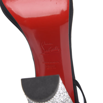 Christian Louboutin Crepe Satin Strass Au Palace 120 Sandals 38.5 Black 7 of 9