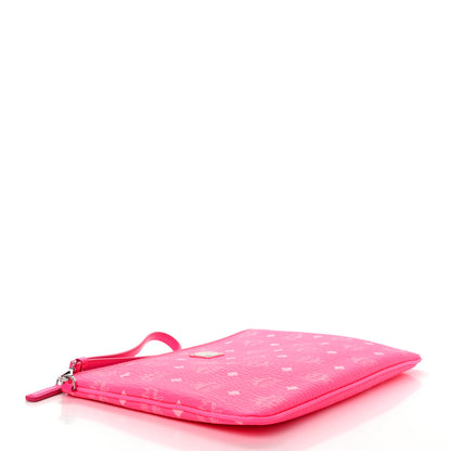 MCM Visetos Wristlet Zip Pouch Neon Pink 4 of 8