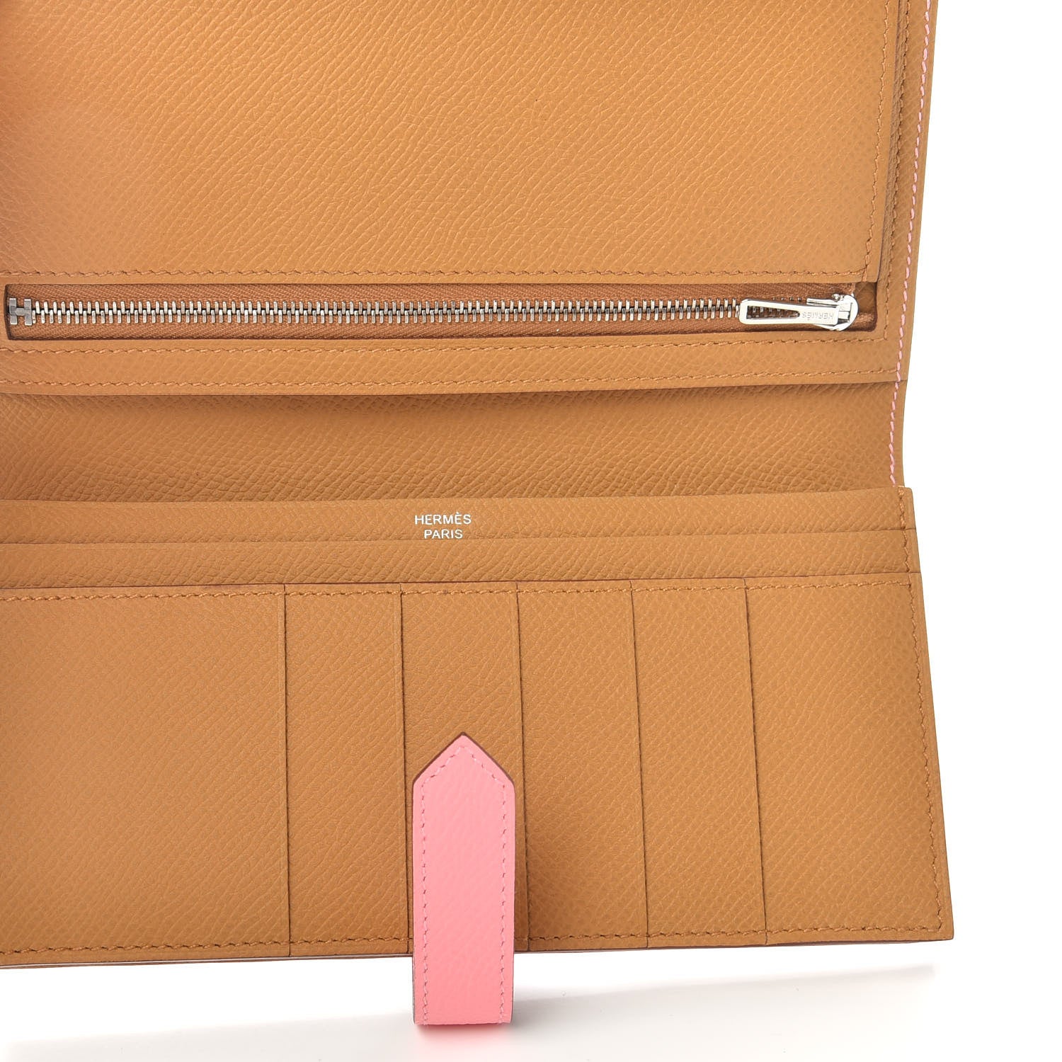 Hermes Epsom Bearn Verso Gusset Wallet Rose Confetti Sesame 5 of 7