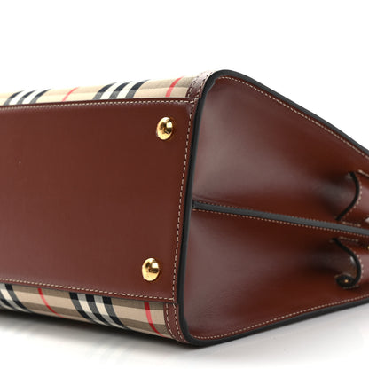 Burberry Calfskin Vintage Check Two Handle Title Bag Archive Beige 10 of 10