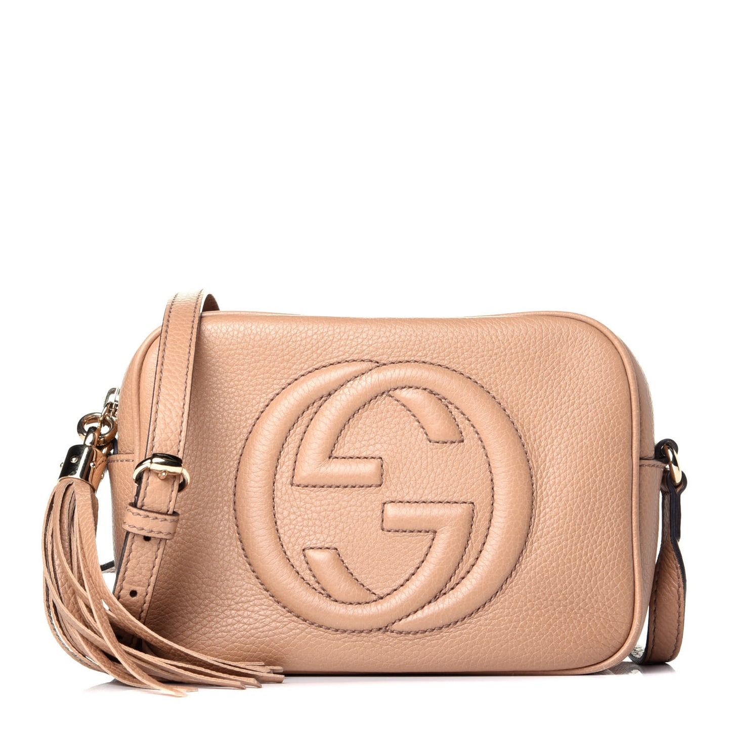 Pebbled Calfskin Small Soho Disco Bag Rose Beige