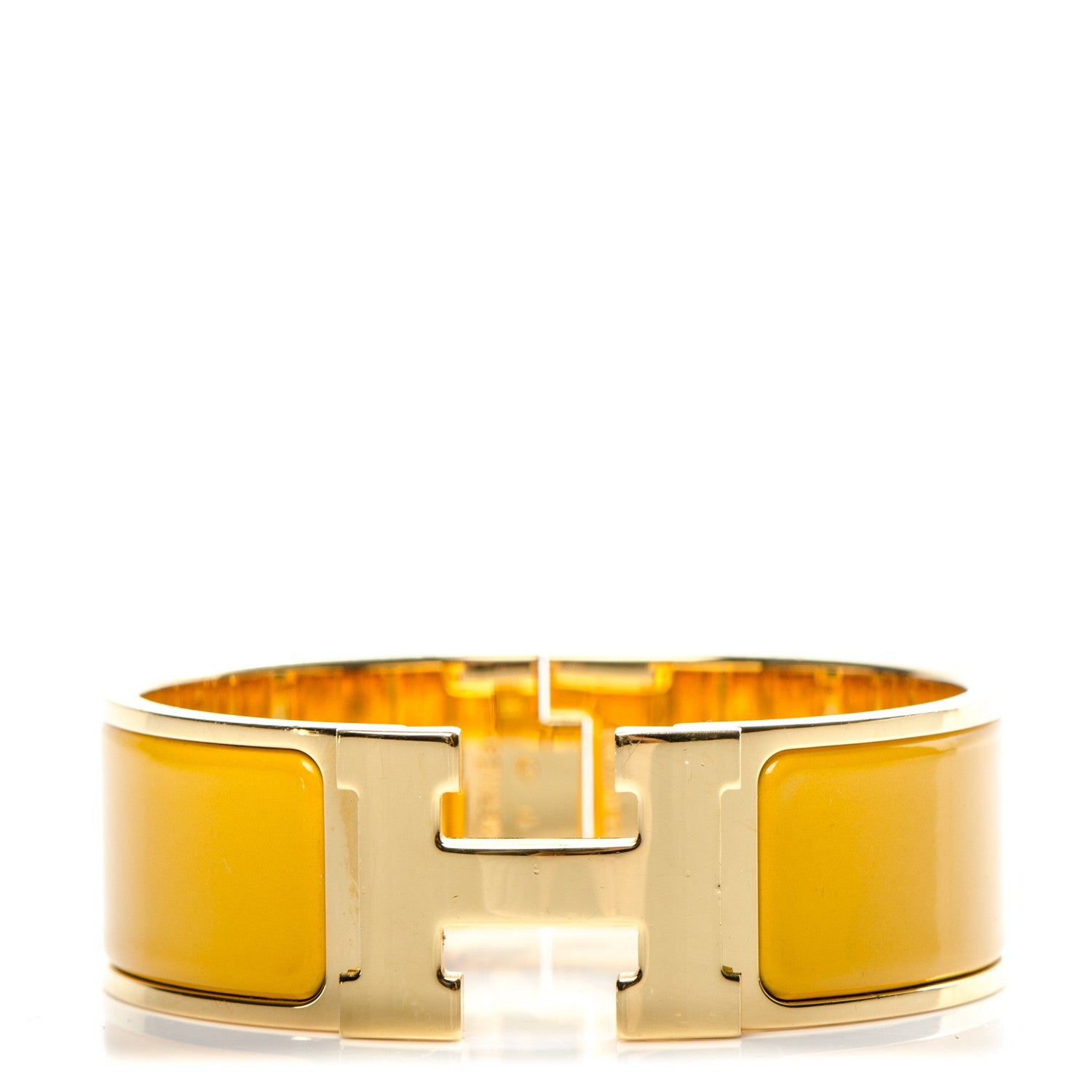 Hermes Enamel Wide Clic Clac H Bracelet PM Jaune Soleil 1 of 5