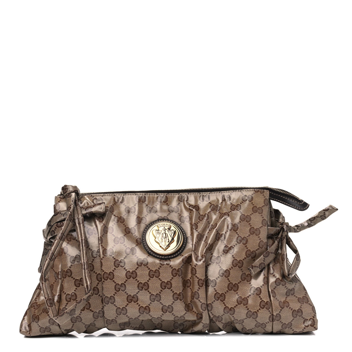 Gucci Crystal Monogram Large Hysteria Clutch Brown 1 of 4