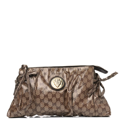 Gucci Crystal Monogram Large Hysteria Clutch Brown 1 of 4